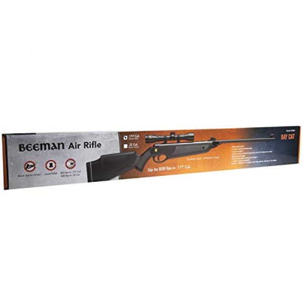 Beeman Air Rifle 2 Beeman, Bay Cat Air Riflr Combo.177 Caliber with 4x32mm Scope, Black Synthetic Stock