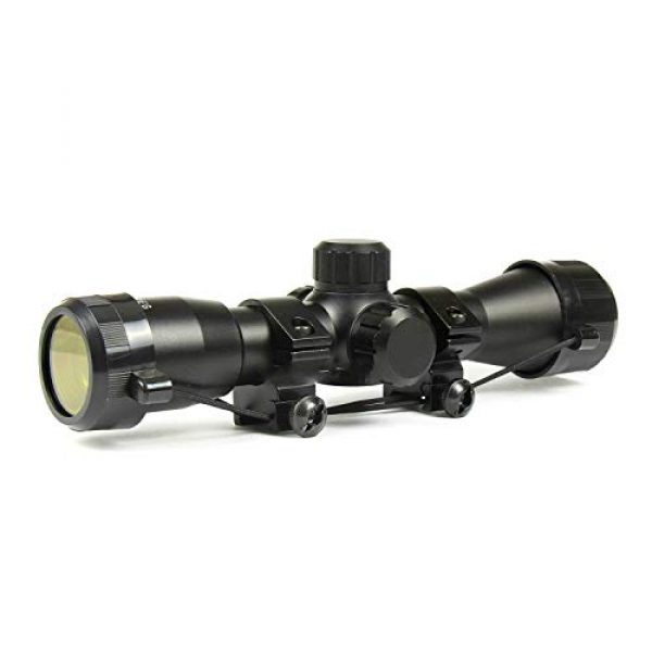 DB TAC INC Rifle Scope 1 DB TAC 4x32 Crossbow Etched Glass Reticle Circles and Rangefinder, Only Circles Red or Green Illuminated, 1" Tube and Mid-Height Weaver Ring Mount