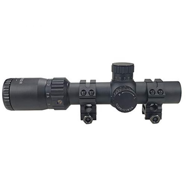 Persei Rifle Scope 3 Persei 1.25-5x20 Rifle Scope with Red Illuminated Glass Reticle 30mm Tube and Medium Profile Scope Rings