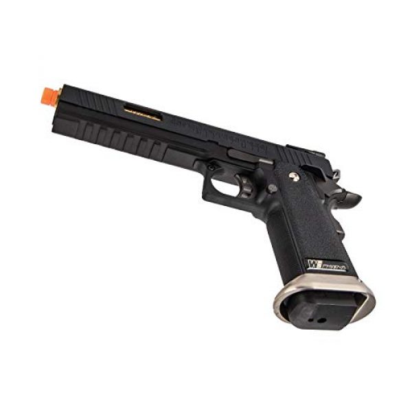 Lancer Tactical Airsoft Pistol 5 Lancer Tactical WE-Tech Hi-Capa 6" IREX Full Auto Competition Airsoft Pistol Black Gold Barrel with Markings