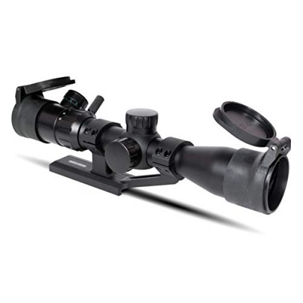 Monstrum Rifle Scope 3 Monstrum 3-9x32 Rifle Scope with Rangefinder Reticle | ZR255 H-Series Offset Scope Mount | Monstrum Flip Up Lens Cover Set | Bundle