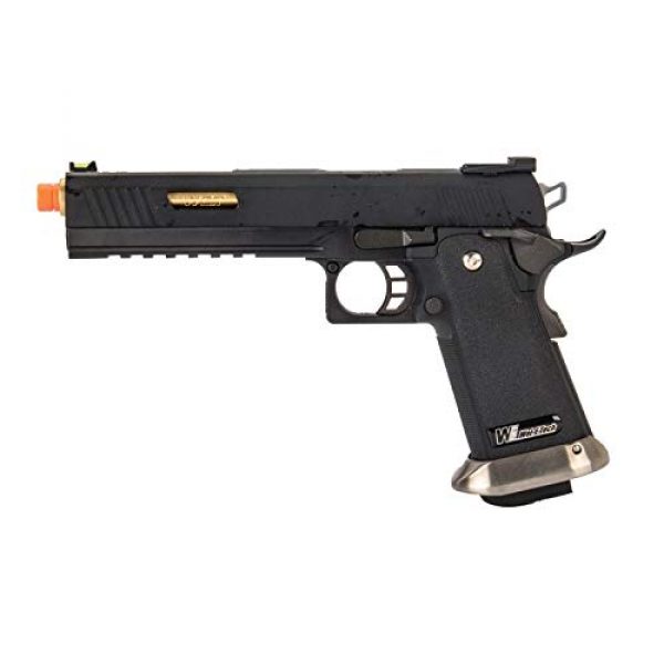 Lancer Tactical Airsoft Pistol 1 Lancer Tactical WE-Tech Hi-Capa 6" IREX Competition Full Auto Gas Blowback Airsoft Pistol Black Gold Barrel