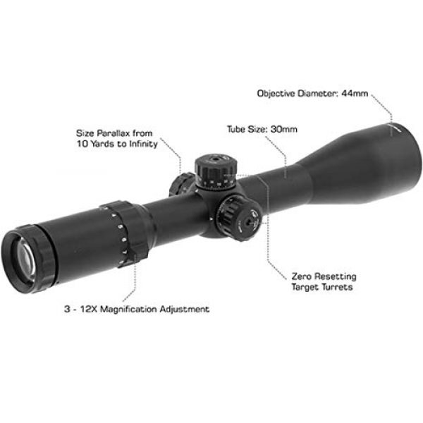 Leapers Rifle Scope 2 Leapers UTG Classic 3-12X44mm RifleScope, Tube 30mm, SFP, Mil-dot, Black, SCP3-3124EAOW