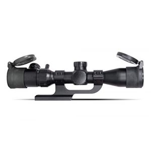 Monstrum Rifle Scope 2 Monstrum 3-9x32 AO Rifle Scope with Illuminated Range Finder Reticle and Parallax Adjustment | ZR250 H-Series Offset Scope Mount | Monstrum Flip Up Lens Cover Set | Bundle