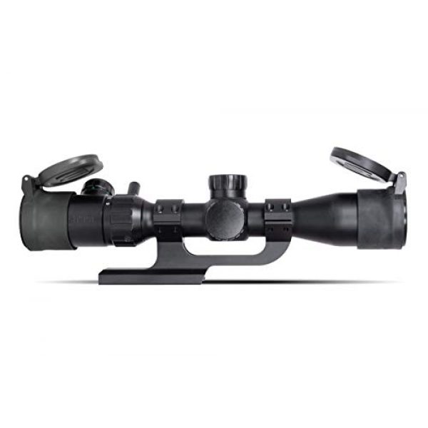 Monstrum Rifle Scope 2 Monstrum 3-9x32 AO Rifle Scope with Illuminated Range Finder Reticle and Parallax Adjustment | ZR250 H-Series Offset Scope Mount | Monstrum Flip Up Lens Cover Set | Bundle