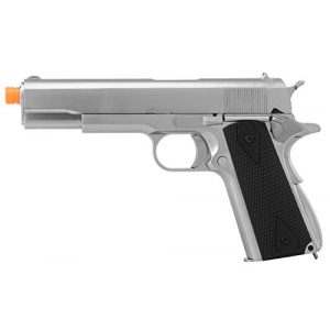 Lancer Tactical Airsoft Pistol 1 Lancer Tactical WE 1911 MEU Airsoft Gas Blowback Pistol with Classic Grips Silver 330 FPS