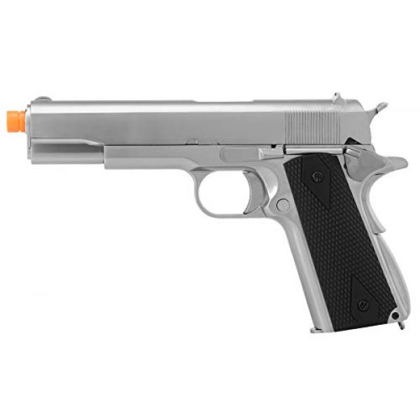 Lancer Tactical Airsoft Pistol 1 Lancer Tactical WE 1911 MEU Airsoft Gas Blowback Pistol with Classic Grips Silver 330 FPS
