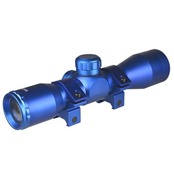 DB TAC INC Rifle Scope 2 DB TAC Blue Anodize Finished 4X32 Compact Mil-Dot Scope with Rings Weaver/Picatinny Mount