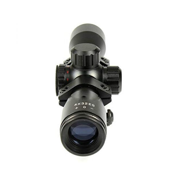 DB TAC INC Rifle Scope 4 DB TAC 4x32 Crossbow Etched Glass Reticle Circles and Rangefinder, Only Circles Red or Green Illuminated, 1" Tube and Mid-Height Weaver Ring Mount