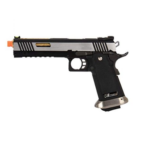 Lancer Tactical Airsoft Pistol 1 Lancer Tactical WE-Tech Hi-Capa 6" IREX Competition Full Auto Gas Blowback Airsoft Pistol Black Silver Gold Barrel