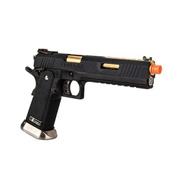 Lancer Tactical Airsoft Pistol 4 Lancer Tactical WE-Tech Hi-Capa 6" IREX Full Auto Competition Airsoft Pistol Black Gold Barrel with Markings