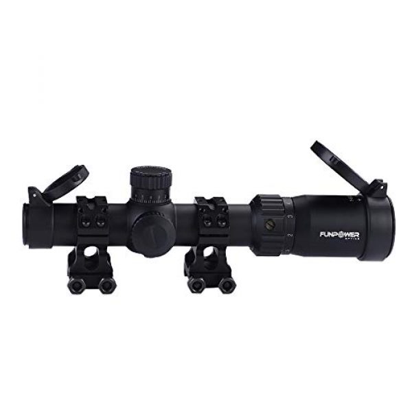Funpower Rifle Scope 6 Funpower Riflescope 1-6x24 IR 30mm Diameter Outdoor Hunting Scope with 25.4/30mm Scope Mount Rings