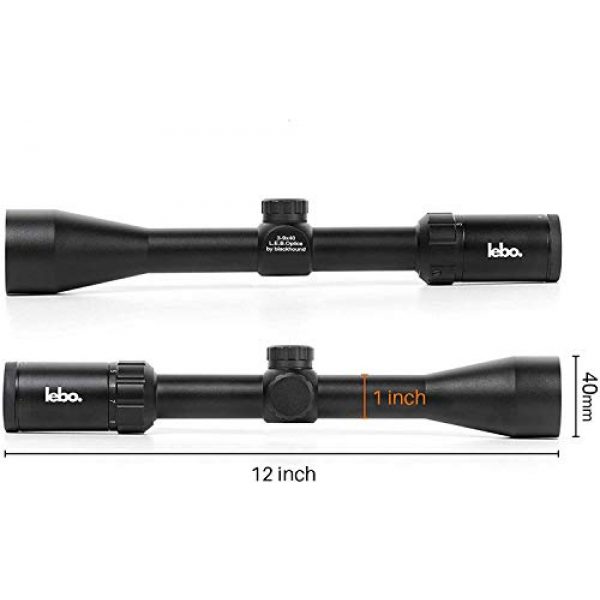 LEBO Rifle Scope 5 LEB Optics Multi-X Reticle Rifle Scope with 4.8-Inch Eye Relief, 3-9X 40mm MOA, Second Focal Plane SFP