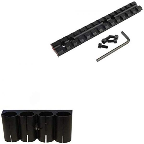 Gotical Shotgun Shell Mount 2 Gotical 13 Slots Mossberg 500 or 590 Series Shotgun Weaver Mount Rail 20mm Picatinny Mount Rail Shotgun and Mounted Mossberg 500/590 / 835 / Maverick 88 4 Round 12 Gauge Shotgun Ammo Shell