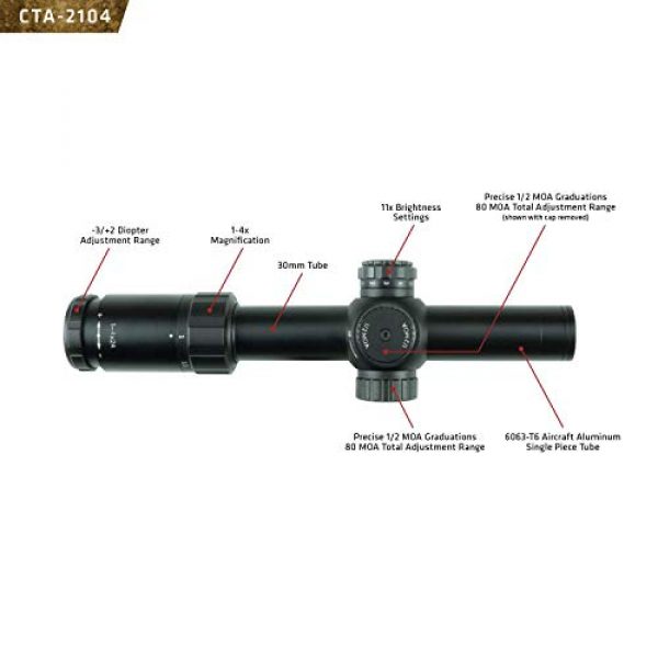 Crimson Trace Rifle Scope 3 Crimson Trace Optics Series Tactical Riflescope 1-4x24mm MOA/MOA FFP with SR3-MOA with Illuminated Reticle