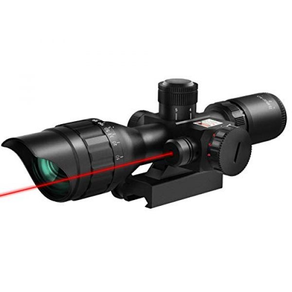 MidTen Rifle Scope 1 MidTen Rifle Scope 2.5-10X Dual Illuminated Mil-dot Gun Scopes with Red Laser & 20mm Mounts