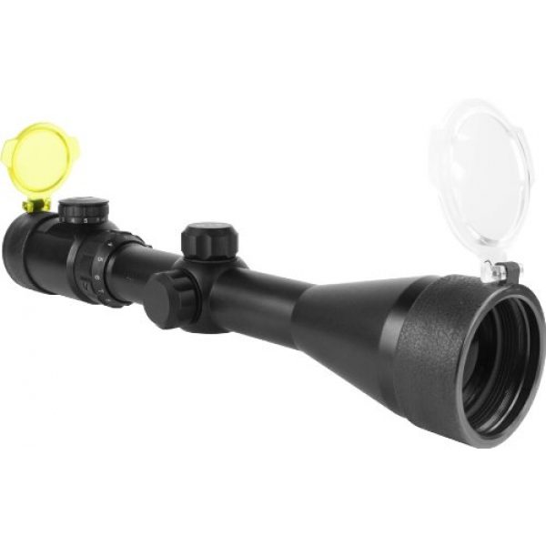 Aim Sports Rifle Scope 1 Aim Sports 3-12X50 Dual Ill. 30-mm Scope/Dot/Rings, Green Lens (Black, Medium)