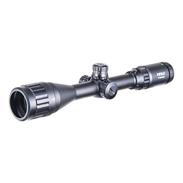 Pinty Rifle Scope 2 Pinty 3-9X40 Rifle Scope AO Red Green Blue Illuminated Mil Dot with Flip-Open Covers, Sunshade Tube