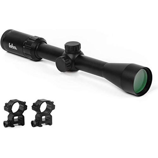 LEBO Rifle Scope 1 LEB Optics Multi-X Reticle Rifle Scope with 4.8-Inch Eye Relief, 3-9X 40mm MOA, Second Focal Plane SFP