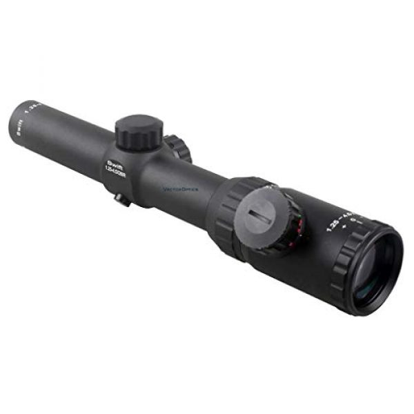 Vector Optics Rifle Scope 1 Vector Optics Swift 1.25-4.5x26mm, 1/4 MOA, 30mm Tube, Red and Green Dot Illuminated Reticle, Second Focal Plane (SFP) Hunting Riflescope