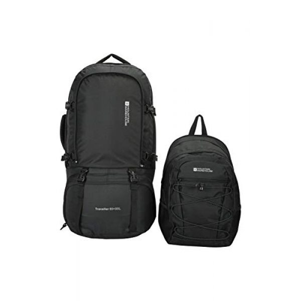 Mountain Warehouse Tactical Backpack 7 Mountain Warehouse Traveller 60 + 20L Travel Backpack - for Camping, Outdoor Rucksack with Detachable Daypack