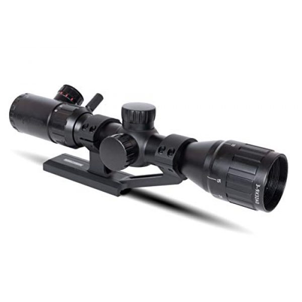 Monstrum Rifle Scope 3 Monstrum 3-9x32 AO Rifle Scope with Illuminated Range Finder Reticle and Parallax Adjustment | ZR255 H-Series Offset Scope Mount | Bundle