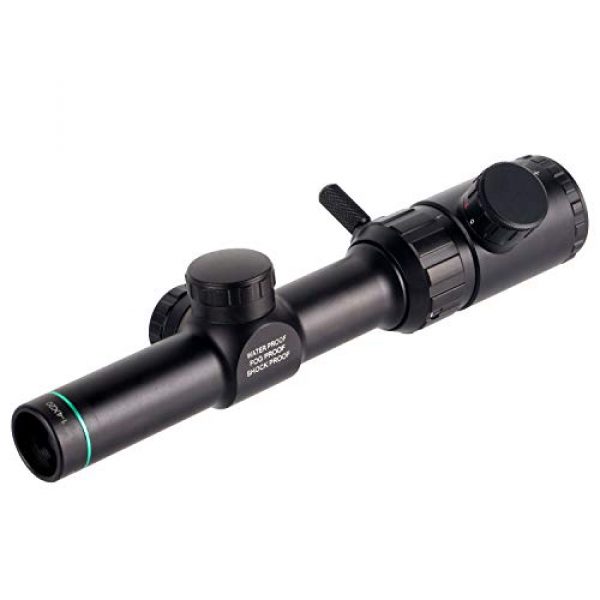 Sparwod Rifle Scope 1 Sparwod 1-4X20mm Rifle Scope,Mid-Range Red/Green Crosshair Shockproof Riflescope with Flip Up Lens Covers and High Profile Scope Rings