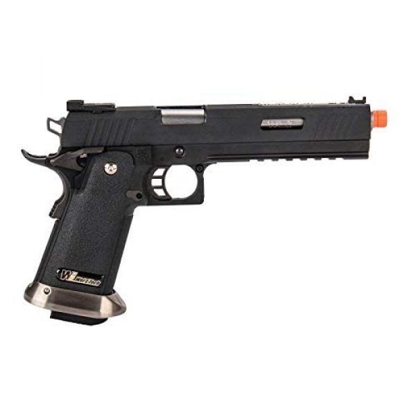 Lancer Tactical Airsoft Pistol 2 Lancer Tactical WE-Tech Hi-Capa 6" IREX Competition Full Auto Gas Blowback Airsoft Pistol Black Silver Barrel