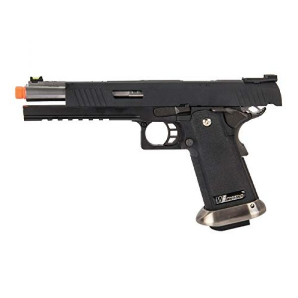 Lancer Tactical Airsoft Pistol 5 Lancer Tactical WE-Tech Hi-Capa 6" IREX Competition Full Auto Gas Blowback Airsoft Pistol Black Silver Barrel