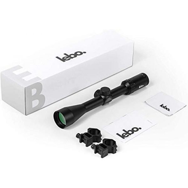LEBO Rifle Scope 2 LEB Optics Multi-X Reticle Rifle Scope with 4.8-Inch Eye Relief, 3-9X 40mm MOA, Second Focal Plane SFP