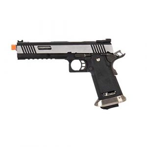 Lancer Tactical Airsoft Pistol 1 Lancer Tactical WE-Tech Hi-Capa 6" IREX Competition Full Auto Gas Blowback Airsoft Pistol Black Silver
