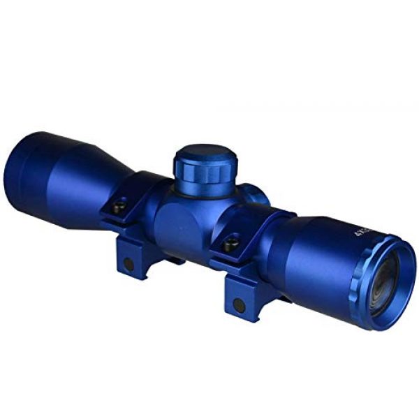 DB TAC INC Rifle Scope 1 DB TAC Blue Anodize Finished 4X32 Compact Mil-Dot Scope with Rings Weaver/Picatinny Mount