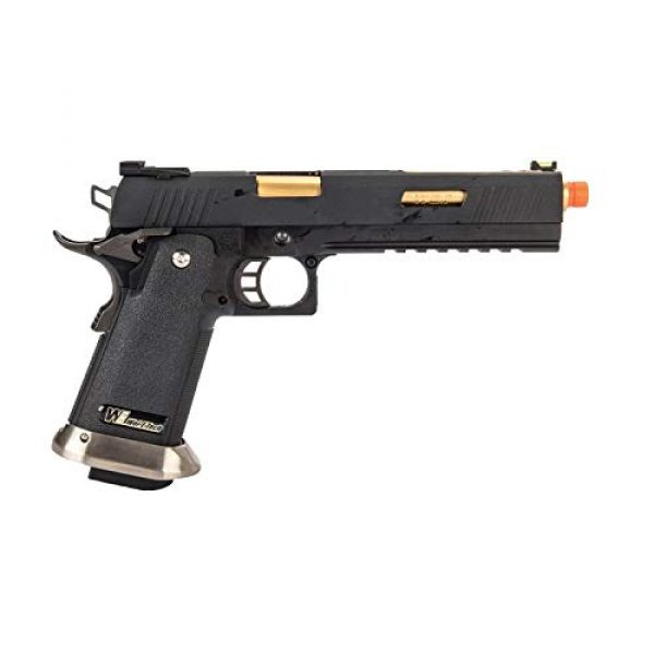 Lancer Tactical Airsoft Pistol 2 Lancer Tactical WE-Tech Hi-Capa 6" IREX Competition Full Auto Gas Blowback Airsoft Pistol Black Gold Barrel