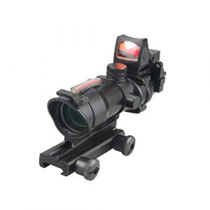 AJDGL Rifle Scope 1 AJDGL Optic Scope 4x32 Scope True Fiber Red Illuminated Crosshair Reticle Scopes with 20mm Rail Mount Holographic Sight