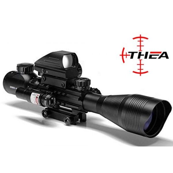 THEA Rifle Scope 2 THEA C4-12X50 Scope Dual Illuminated Reticle w/Red/Green Laser Sight and 4 Tactical Holographic Dot Reflex Sight (12 Month Warranty)