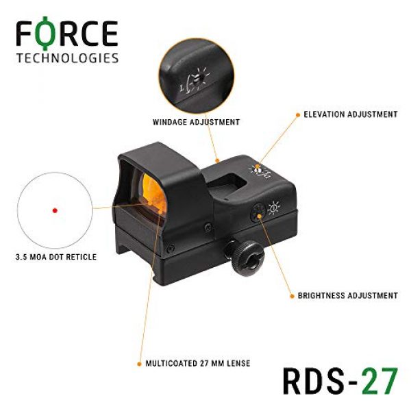 Force Technologies Rifle Scope 2 Force Technologies Red Dot Sight RDS-27, 3.5 MOA, Matte Black, Weaver Base
