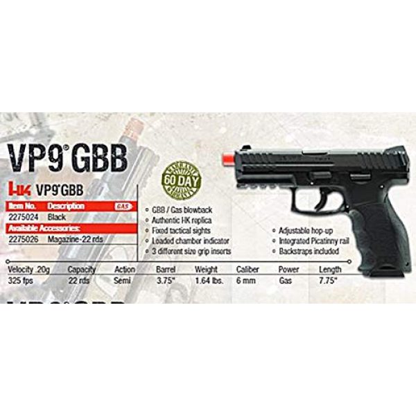 Umarex Airsoft Pistol 5 HK Heckler & Koch VP9 GBB Blowback 6mm BB Pistol Airsoft Gun, Black