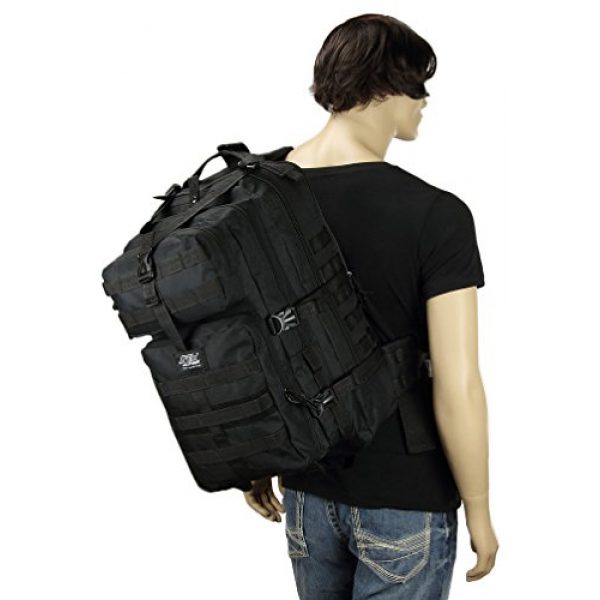 NPUSA Tactical Backpack 5 Mens Multicam Molle 2L Hydration Ready Sling Bag with Keychain Compass or Key Ring Carabiner+ 2 Zipper Pulls