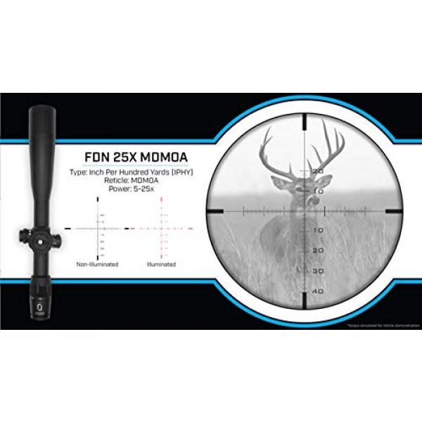 U.S. Optics Rifle Scope 7 U.S. Optics FDN-25X Riflescope, 5-25x52mm, 34mm Tube, FFP, MDMOA Reticle, 1/10 MIL FDN 25X MDMOA
