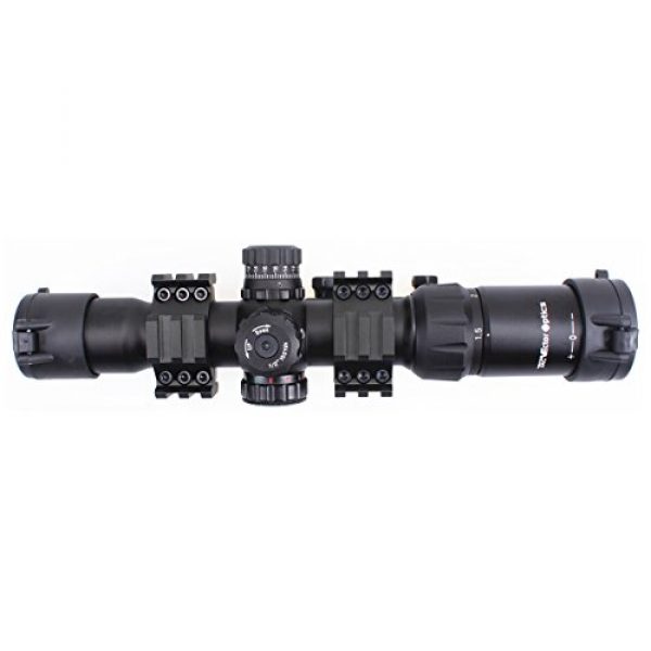 Vector Optics Rifle Scope 7 Vector Optics 1.5-4x30mm 1/2 MOA Tactical Riflescope with Red, Green & Blue Illuminated Chevron Reticle, Free 30mm One Piece Triple Rails Mount Rings (Matte Black)