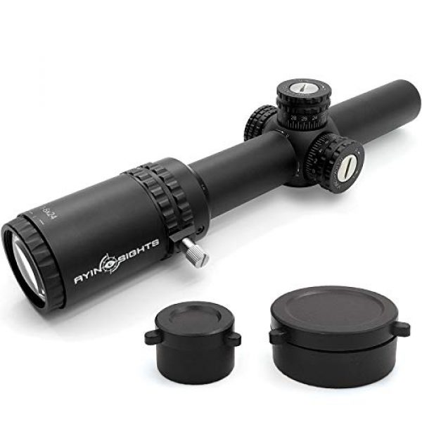 AYIN Rifle Scope 3 AYIN Sights Centurion 1-6x24 Tactical/Hunting Scope with Tactical Turrets, Throw Lever & Flip Caps