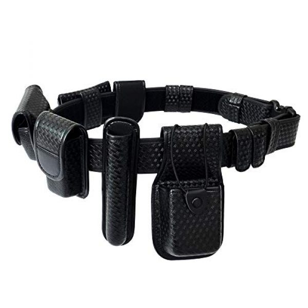 YunShao Tactical Belt 1 YunShao 8-in-1 Duty Utility Belt Rig, Police Duty Belt kit with Pouches - Handcuff Case, Radio Pouch, Glove Pouch, Light Holder, Baton Holder, MK3 Holder, Belt Keeper, Basketweave
