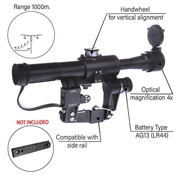 BelOMO Rifle Scope 2 BelOMO POSP 4x24 M. Optical Rifle Scope. Russian Side Mount. 1000m Rangefinder. 1 MOA. Combloc