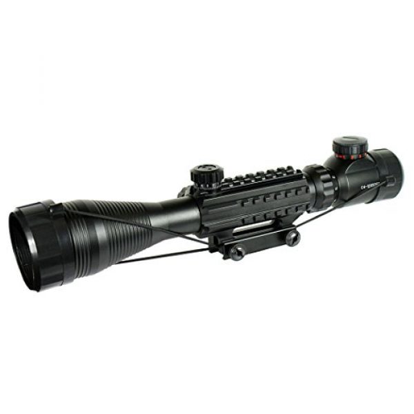 IRON JIA'S Rifle Scope 4 IRON JIA'S 4-12X50 Airsoft Tactical Optical Riflescopes Red Green Double Luminous w/Side Rails & Mount Hunting