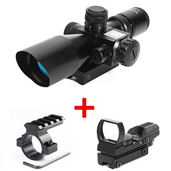 Luger Rifle Scope 2 2.5-10x40 Tactical Rifle Scope - Red Green Illuminated Mildot Range Finder Reticle