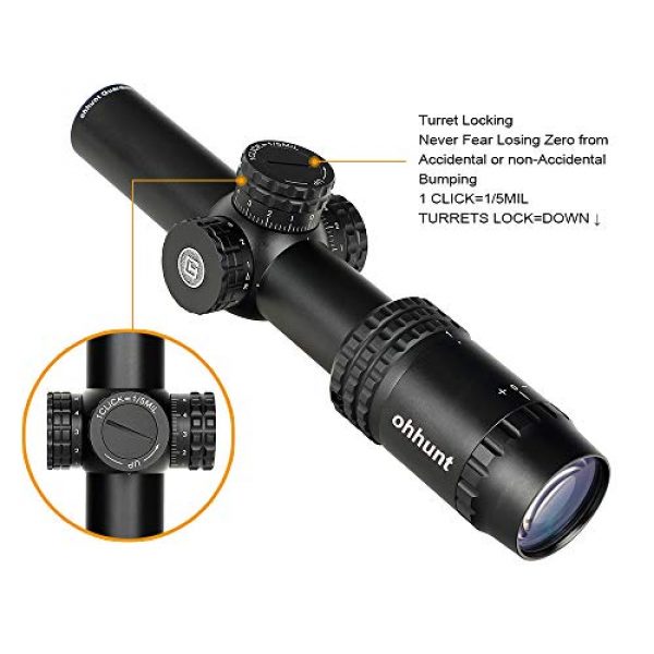 ohhunt Rifle Scope 3 ohhunt Guardian 1-5X24 Compact Hunting Rifle Scopes Second Focal Plane Illumination Reticle Optics,Scope Mount Rings