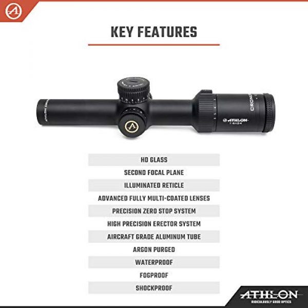 Athlon Optics Rifle Scope 3 Athlon Optics , Cronus BTR, Riflescope, 1-6x24, Direct Dial, Side Focus, 24mm, ATSR2 SFP IR MOA Reticle,