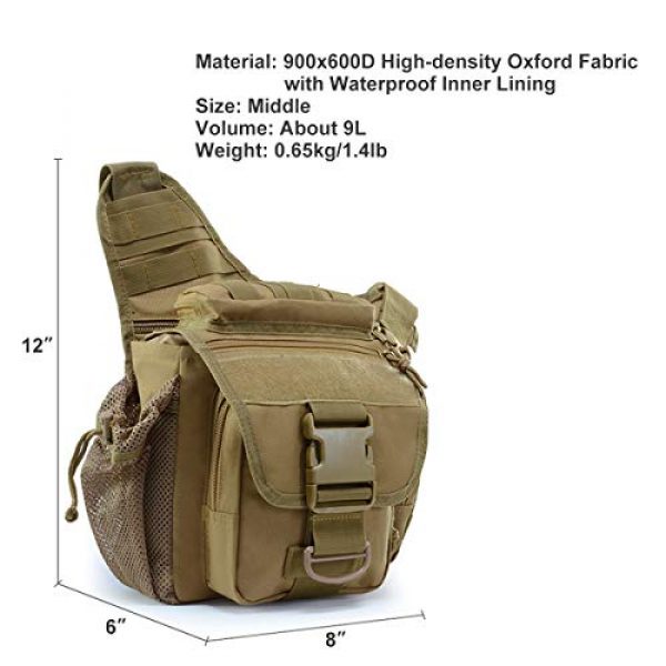 BraveHawk OUTDOORS Tactical Backpack 6 BraveHawk OUTDOORS Tactical Messenger Bag, 900D Oxford Waterproof Outdoor EDC Sling Pack for Fishing Hiking Camping Trekking Cycling
