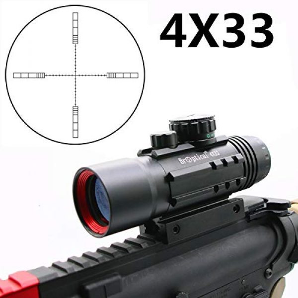 KTAIS Rifle Scope 2 KTAIS 4x33 Acog Riflescope 20mm Dovetail Reflex Optics Scope Tactical Sight for Hunting Gun Rifle Airsoft Sniper Magnifier (Color : 4X33Heighten Base)