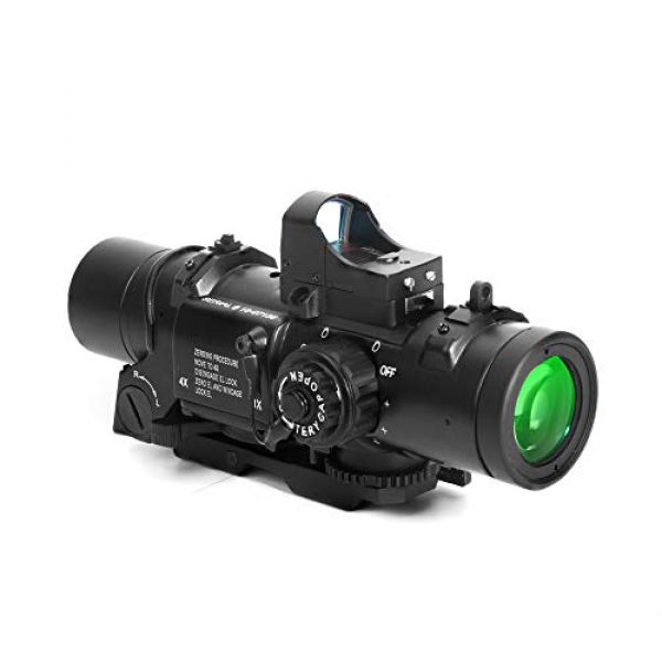 Luger Rifle Scope 2 Luger Tactical 1x-4x Magnification Optic Fixed Dual Purpose Scope Combo with Mini Red Dot Sight Wide Angle for Rifle Hunting Shooting